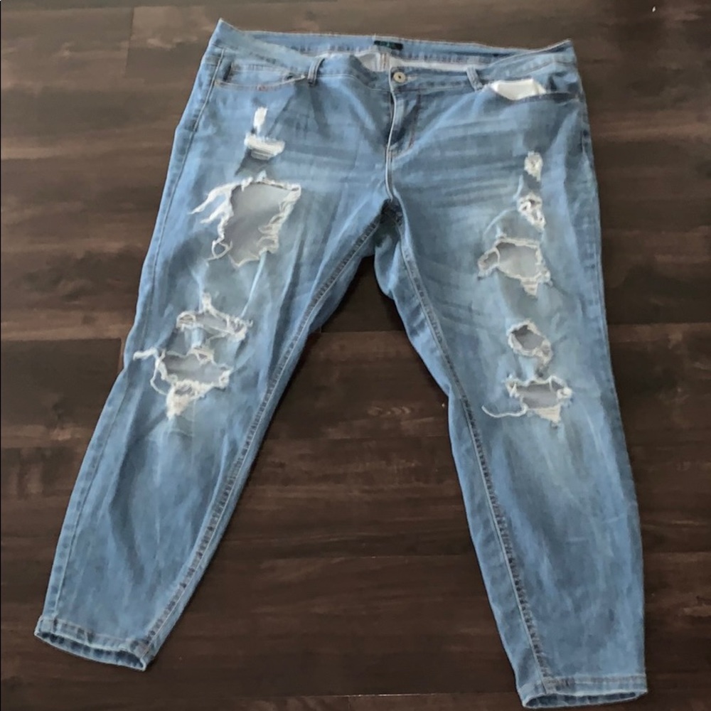 Ripped blue jeans